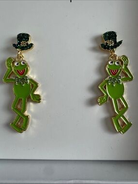 NEW BaubleBar Kermit the Frog St. Patricks Day Earrings Disney The Muppets